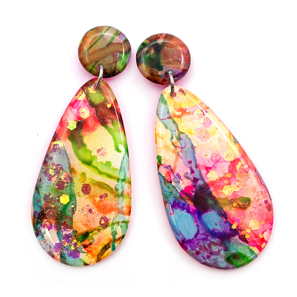 Ink + Resin Earring · Raindrop Long · 15