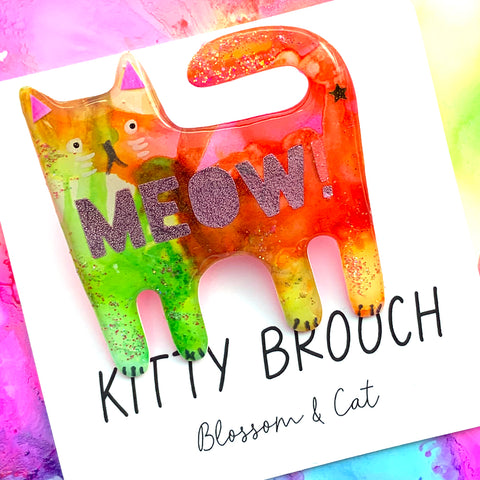 Kitty Brooch · Inky Resin · MEOW! · 16