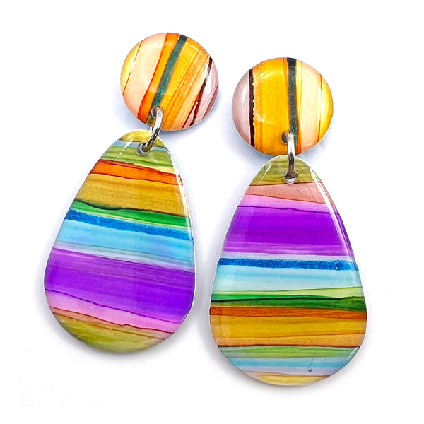 Ink + Resin Earring · Raindrop · Seaside · 16