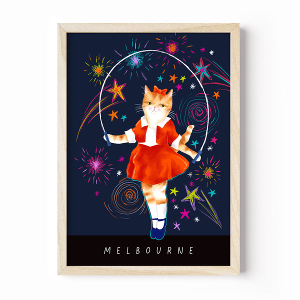 Art Print · Melbourne · Skipping Cat