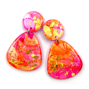 Ink + Resin Earring · Raindrop Wide · 18