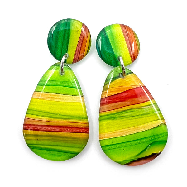 NOT QUITE PERFECT · Ink + Resin Earring · Raindrop · Seaside · 18 (read description)