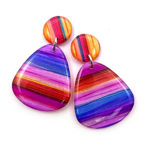 NOT QUITE PERFECT · Ink + Resin Earring · Raindrop Wide · Seaside · 19 (read description)