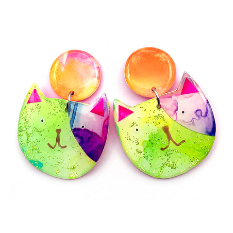 Ink + Resin Earring · Colour Kittens · 20
