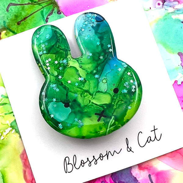 Bunny Brooch · Inky Resin · 21