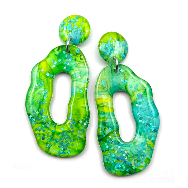 Ink + Resin Earring · Coral Hoop · 21