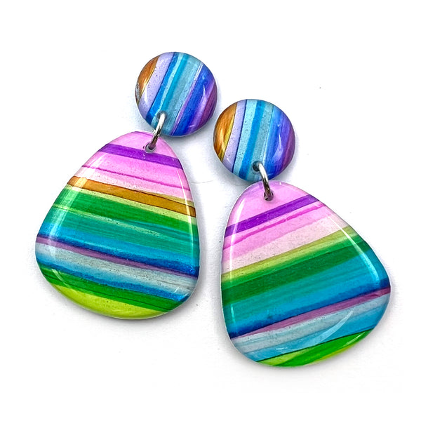 NOT QUITE PERFECT · Ink + Resin Earring · Raindrop Wide · Seaside · 21 (read description)