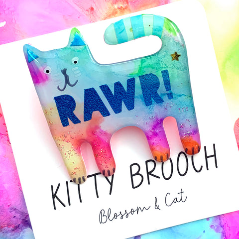 Kitty Brooch · Inky Resin · RAWR! · 22