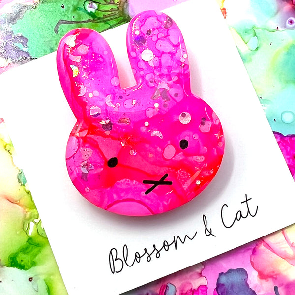 Bunny Brooch · Inky Resin · 23