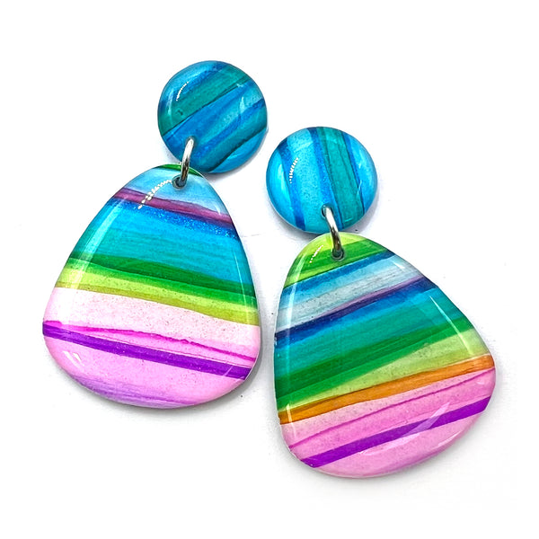 NOT QUITE PERFECT · Ink + Resin Earring · Raindrop Wide · Seaside · 23 (read description)