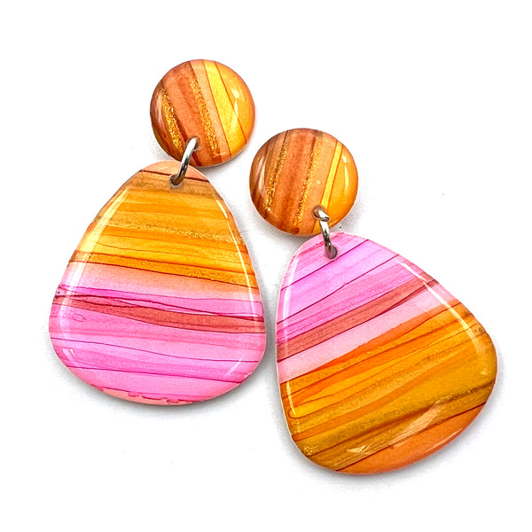 NOT QUITE PERFECT · Ink + Resin Earring · Raindrop Wide · Seaside · 24 (read description)