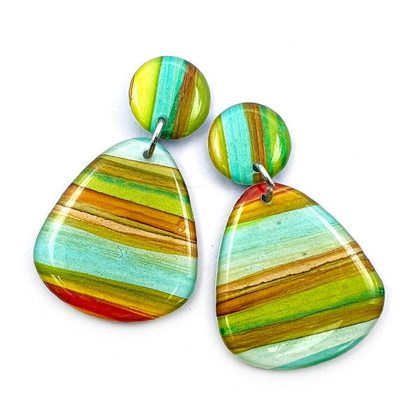 NOT QUITE PERFECT · Ink + Resin Earring · Raindrop Wide · Seaside · 25 (read description)