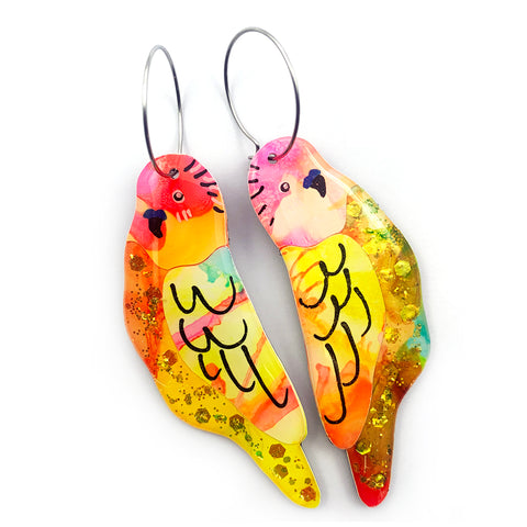 Ink + Resin Earring · Budgie · 26