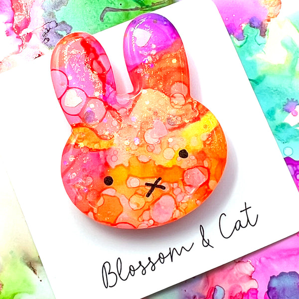 Bunny Brooch · Inky Resin · 26