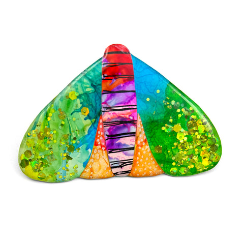 Moth Brooch · Inky Resin · 26