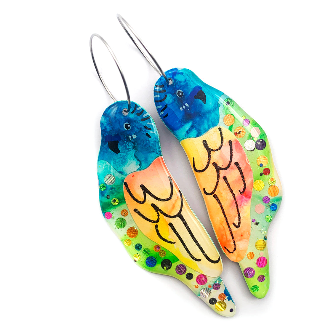 Ink + Resin Earring · Budgie · 27