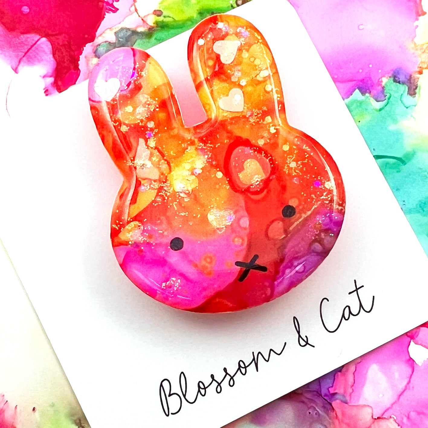 Bunny Brooch · Inky Resin · 27