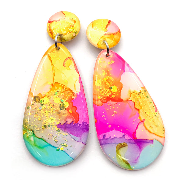 Ink + Resin Earring · Raindrop Long · 29