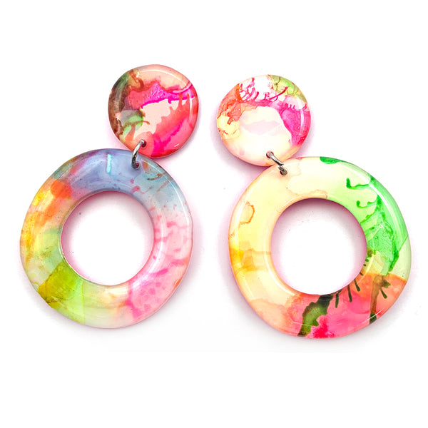 Ink + Resin Earring · Hoop · Wide · 30