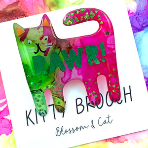 Kitty Brooch · Inky Resin · RAWR! · 31