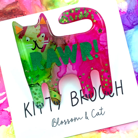 Kitty Brooch · Inky Resin · RAWR! · 31