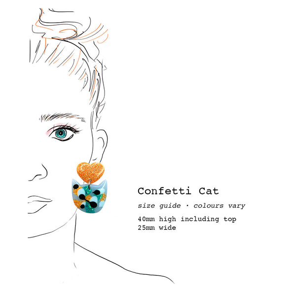 Resin Earring · Confetti Cat · 27