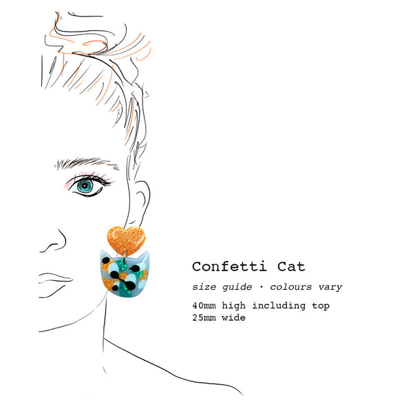 Resin Earring · Confetti Cat · 18