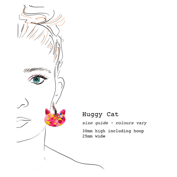 Resin Earring · Huggy Cat · Yellow · 9