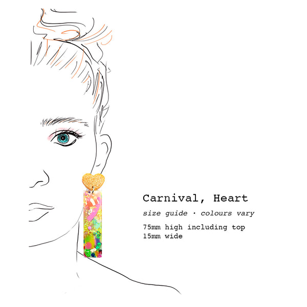 Resin Earring · Carnival · Heart · 25