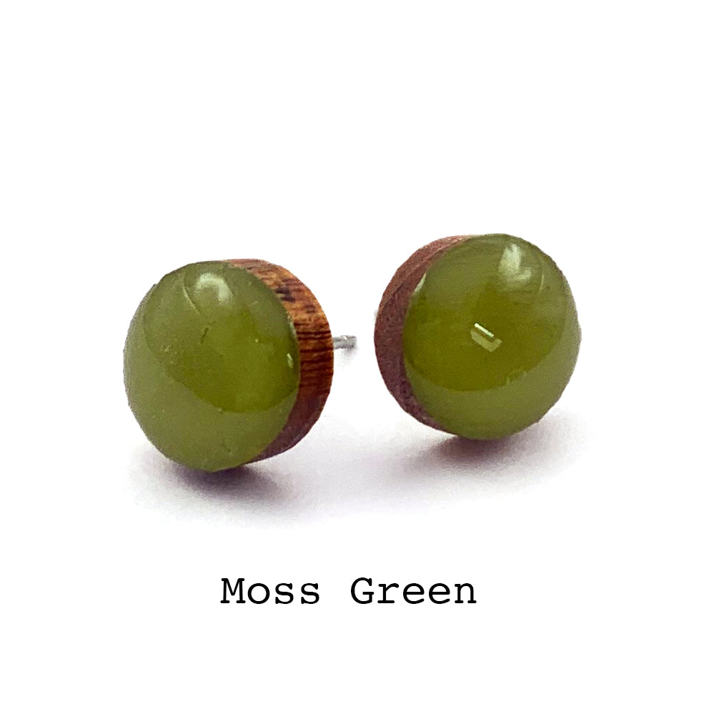Dot Earrings · Moss Green