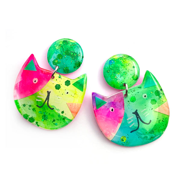 Ink + Resin Earring · Colour Kittens · 47