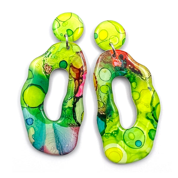 Ink + Resin Earring · Coral Hoop · 49