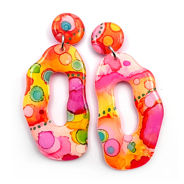 Ink + Resin Earring · Coral Hoop · 51