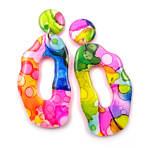 Ink + Resin Earring · Coral Hoop · 53