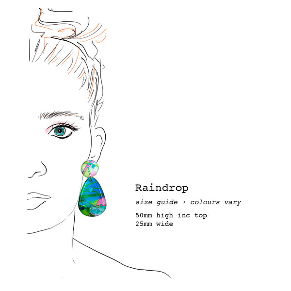 Ink + Resin Earring · Raindrop · 01