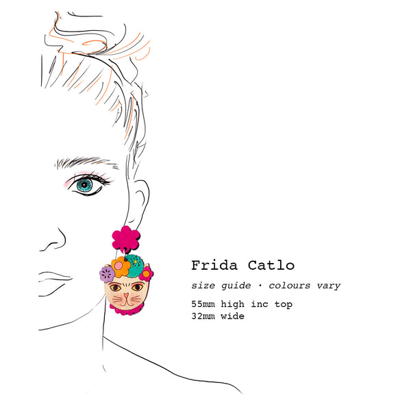 Frida Catlo · Painted Flower Earring · Orange