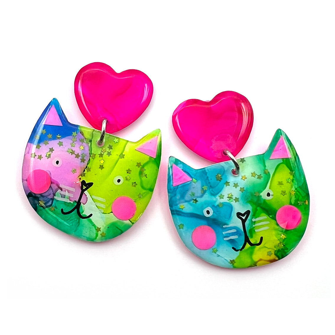 Ink + Resin Earring · Colour Kittens · 69