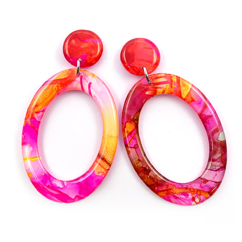 Ink + Resin Earring · Hoop · Narrow · 70