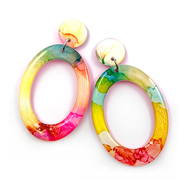 Ink + Resin Earring · Hoop · Narrow · 74