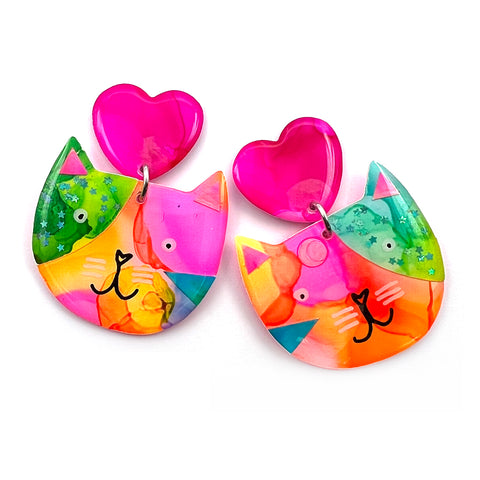 Ink + Resin Earring · Colour Kittens · 74