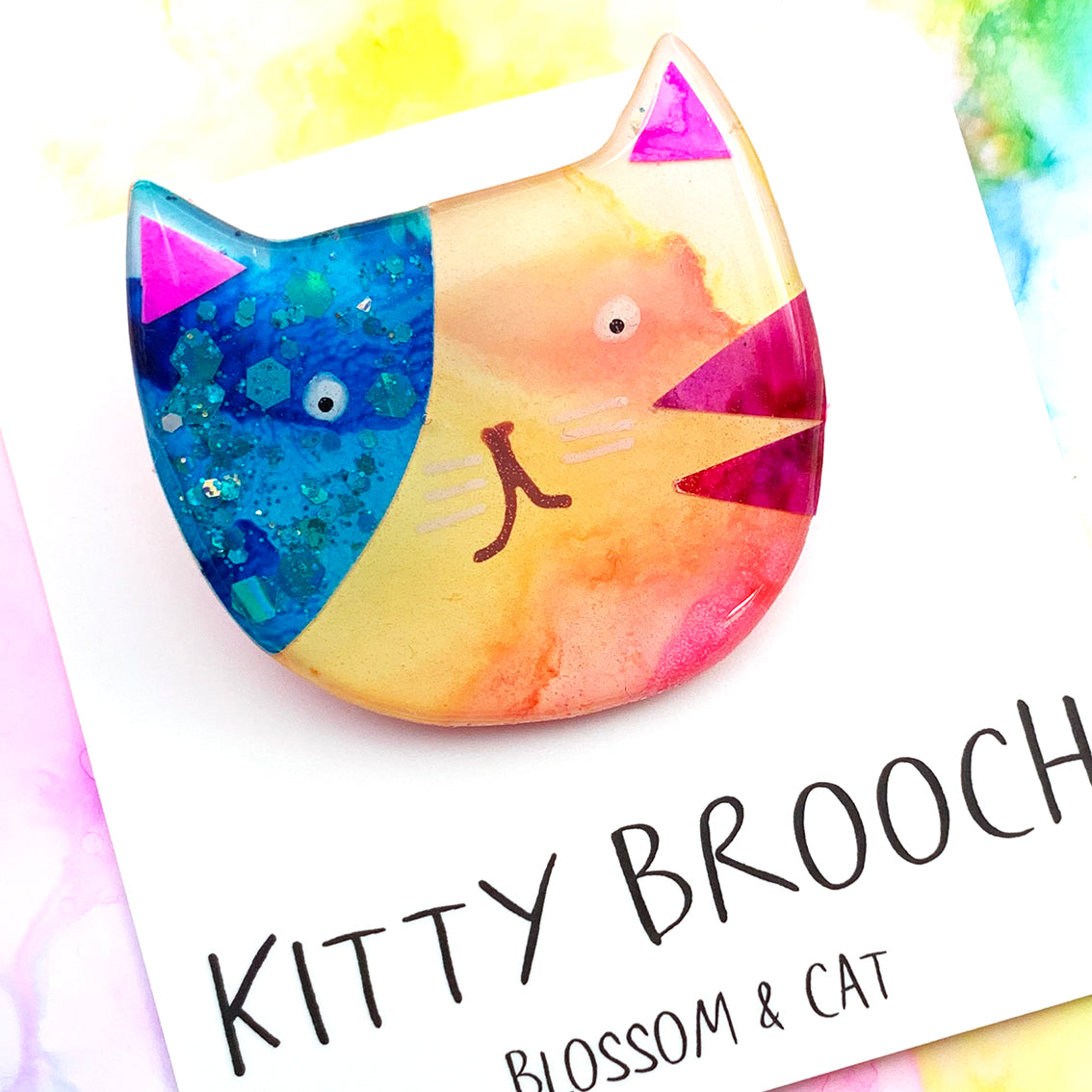 Kitty Brooch · Inky Resin · 88