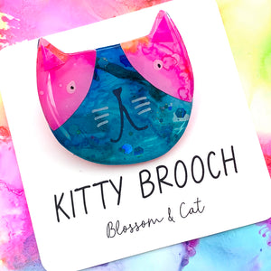 Kitty Brooch · Inky Resin · 99