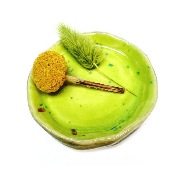 Trinket Dish · Green with Speckles