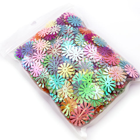 Flower / Pinwheel Sequins · AB Multi Colours · Approx 50g