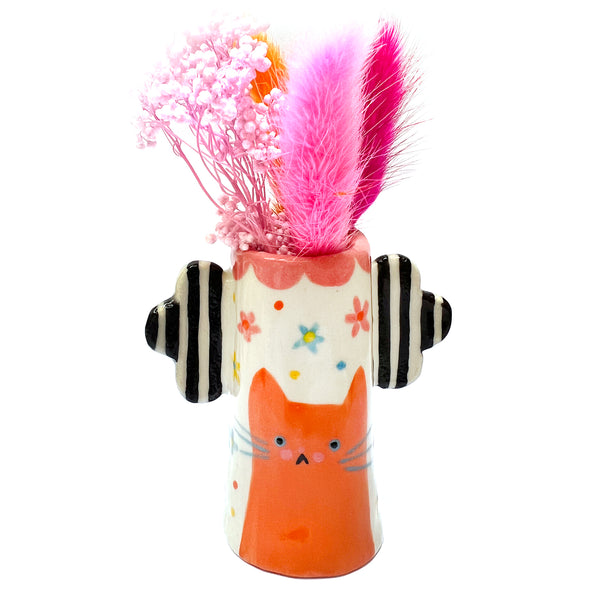 SECONDS · Cat Vase · Orange (read description)