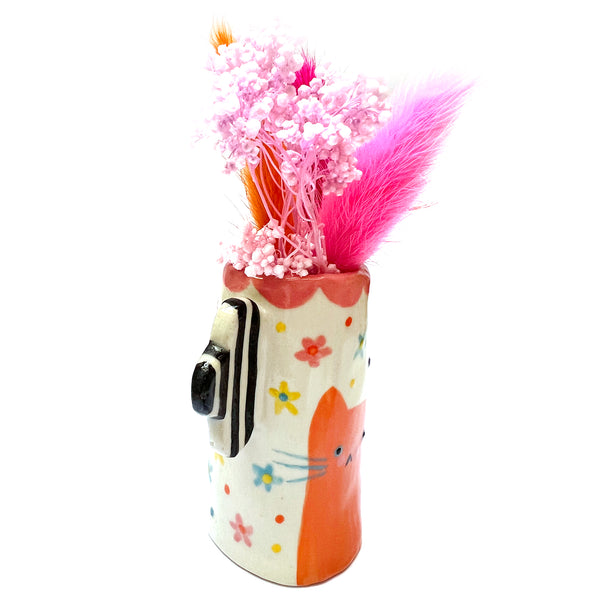 SECONDS · Cat Vase · Orange (read description)