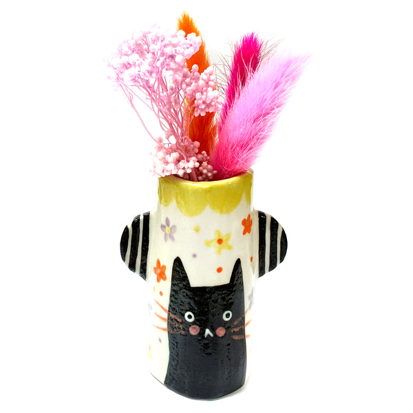 SECONDS · Cat Vase · Black (read description)