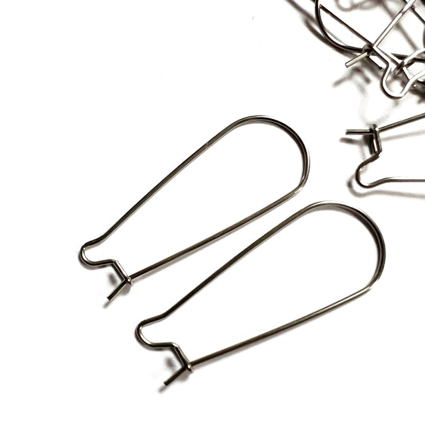 Kidney Earring Wires · 33mm · Stainless Steel · Qty 75 Pairs