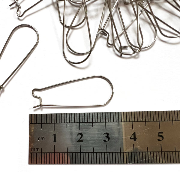 Kidney Earring Wires · 33mm · Stainless Steel · Qty 75 Pairs