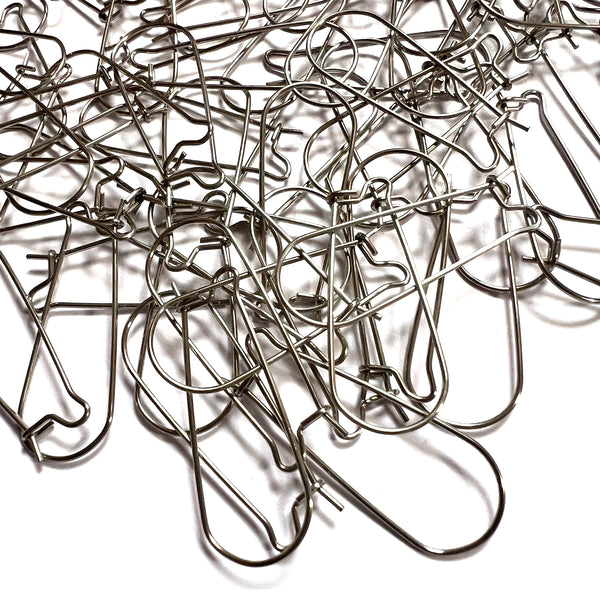 Kidney Earring Wires · 33mm · Stainless Steel · Qty 75 Pairs